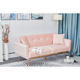 Modern velvet sand living room sofa Loveseat Sofa with Midfoot and Two throw Pillows for Living Room