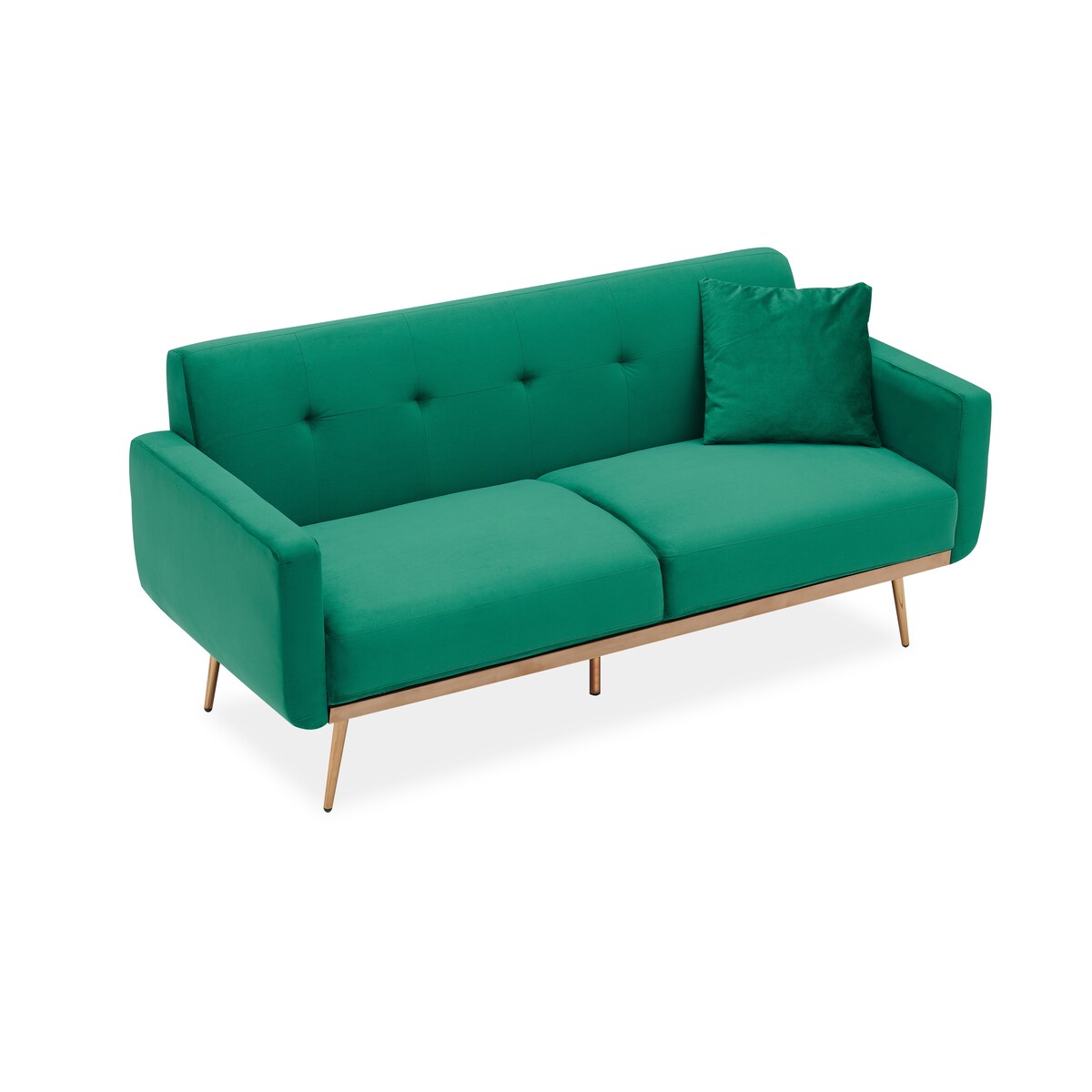 Modern velvet sand living room sofa Loveseat Sofa with Midfoot and Two throw Pillows for Living Room