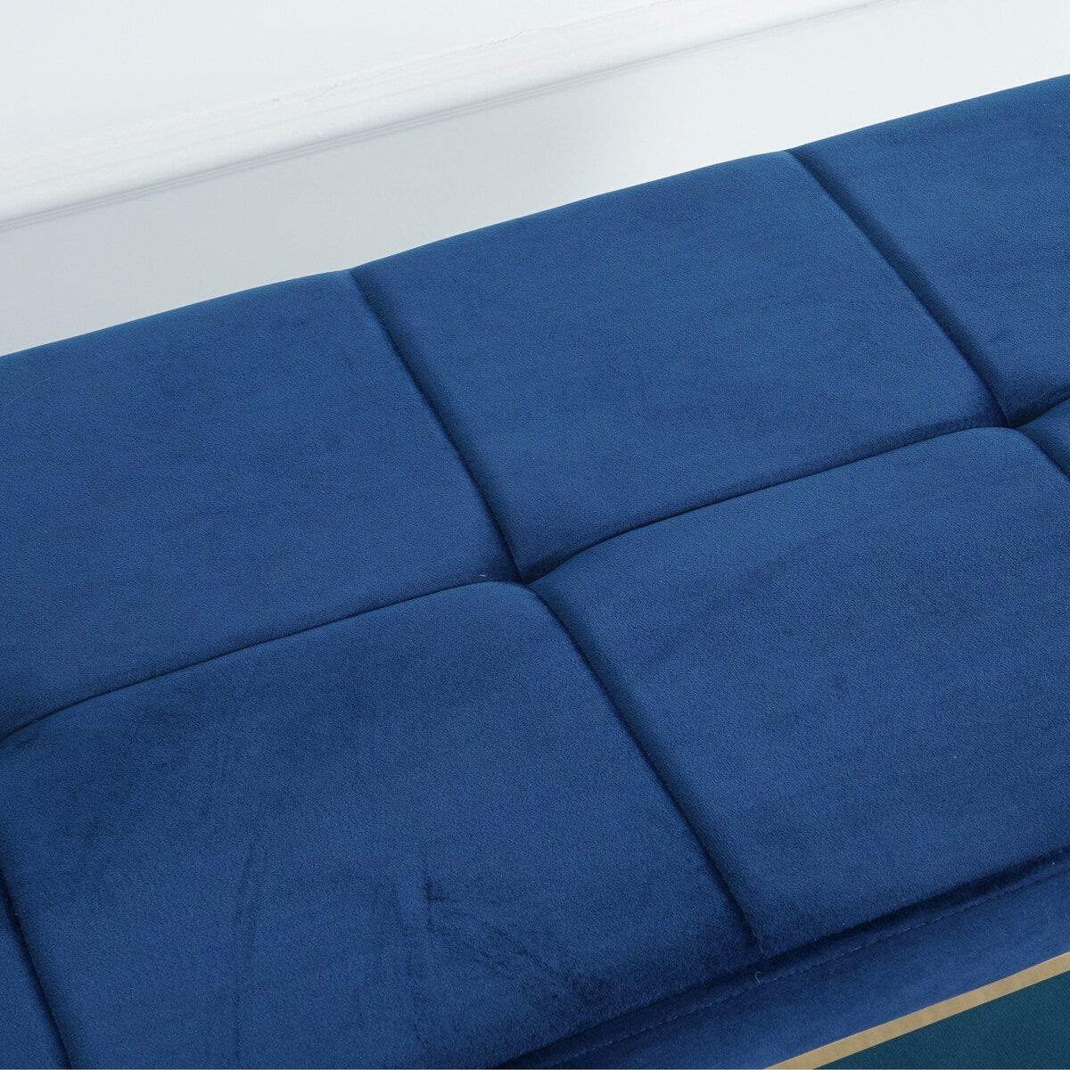 Morden Blue bench with metal X legs and Velvet Fabric for Entryway Living Room