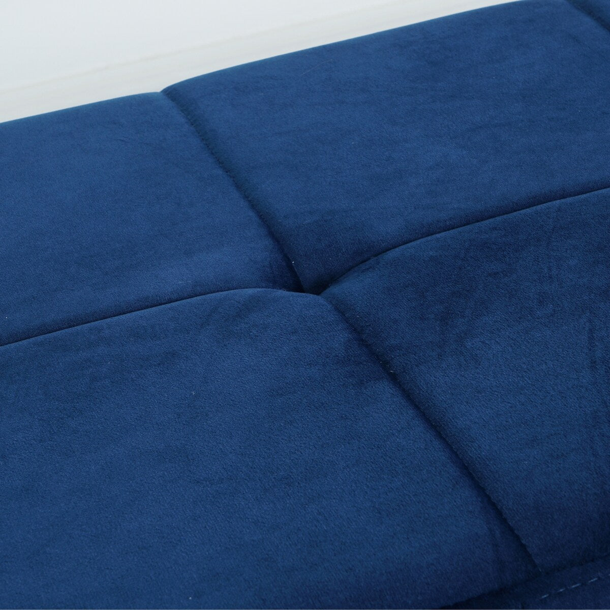 Morden Blue bench with metal X legs and Velvet Fabric for Entryway Living Room