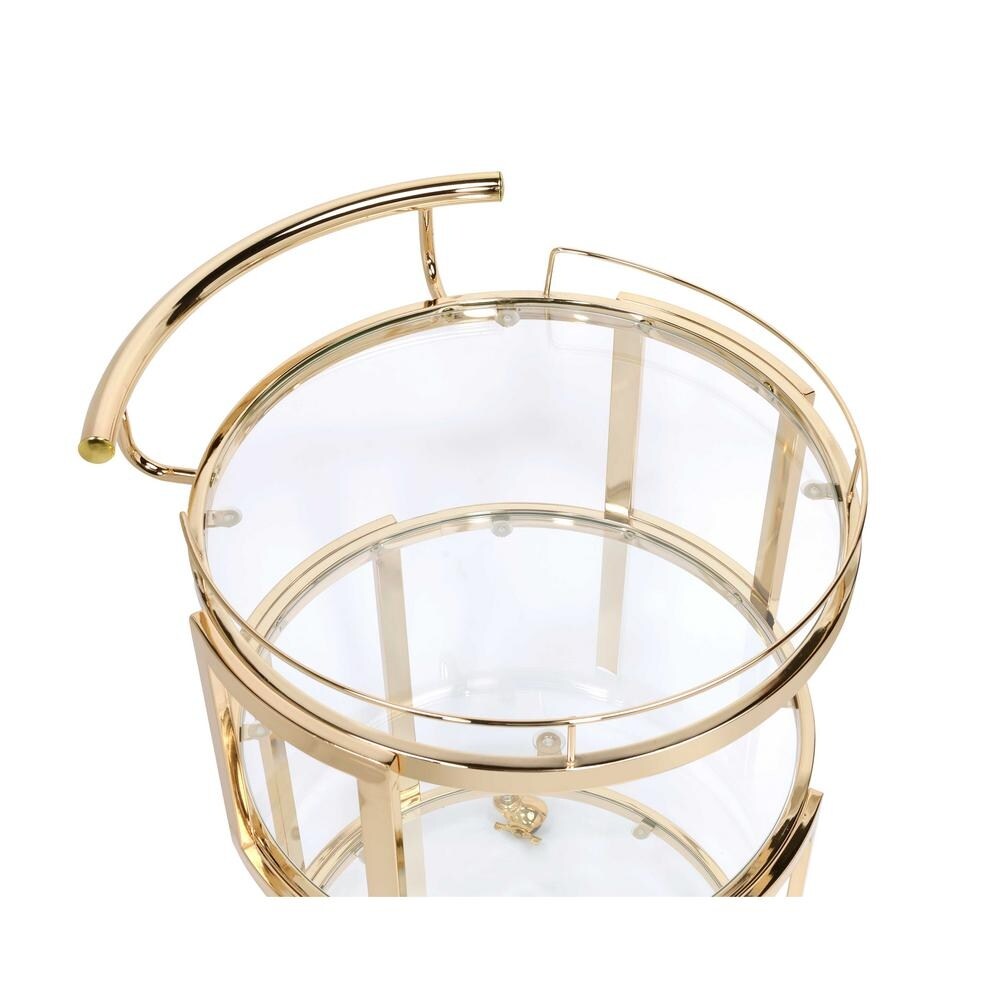 Oval Serving Cart with 3 Tier Shelf , Bar Cart with Open Compartments for Dining Room Living Room