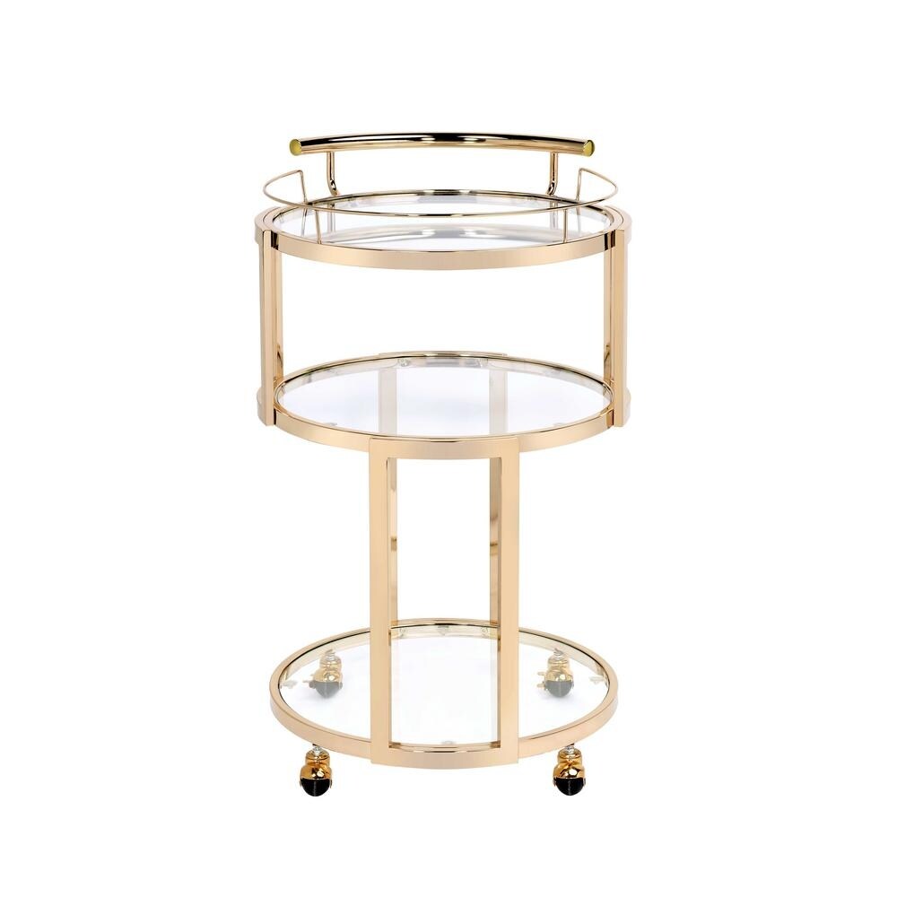 Oval Serving Cart with 3 Tier Shelf , Bar Cart with Open Compartments for Dining Room Living Room