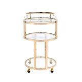 Oval Serving Cart with 3 Tier Shelf , Bar Cart with Open Compartments for Dining Room Living Room