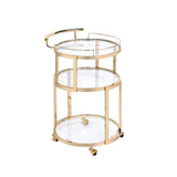 Oval Serving Cart with 3 Tier Shelf , Bar Cart with Open Compartments for Dining Room Living Room
