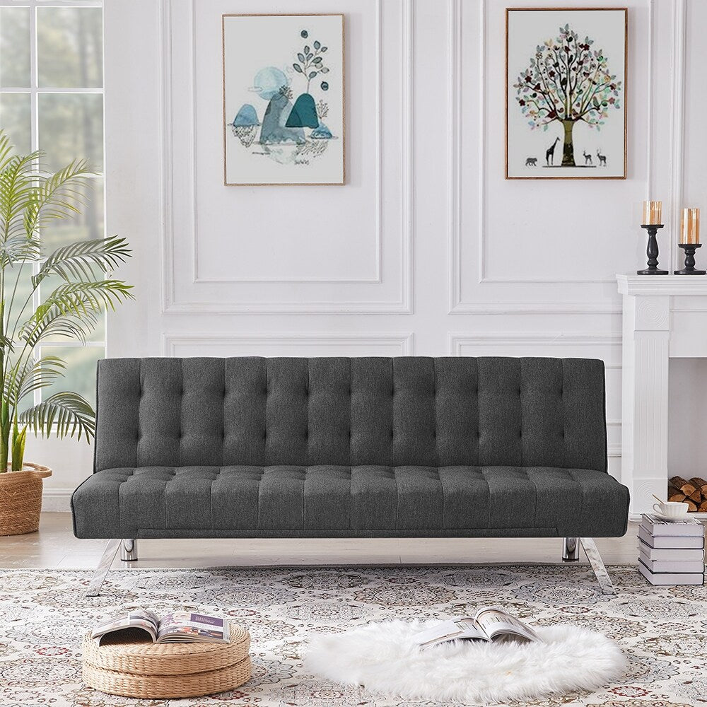 Sofa Bed, Upholstered Convertible Folding Sleeper Recliner for Living Room Dark Grey