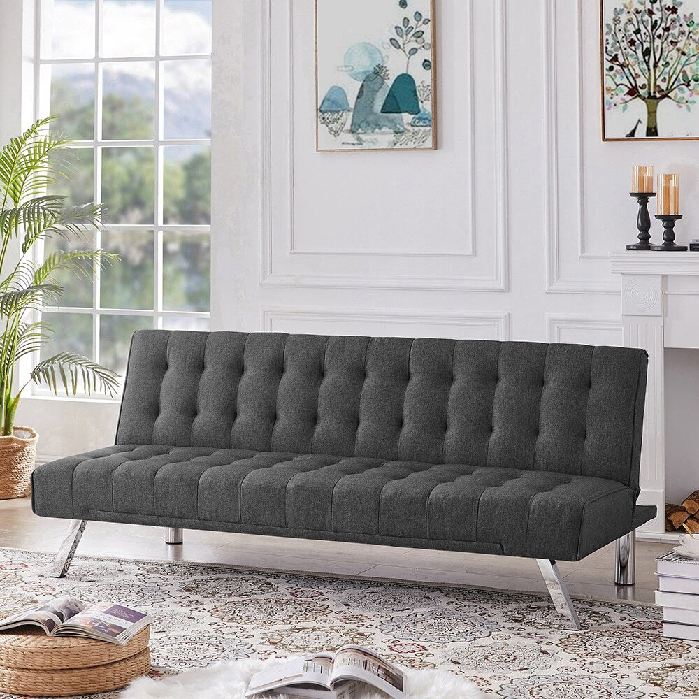Sofa Bed, Upholstered Convertible Folding Sleeper Recliner for Living Room Dark Grey