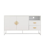 TV Stand with one shelf and two drawers, Wood Entertainment Center with Adjustable Shelves for TVs Up to 47"