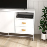TV Stand with one shelf and two drawers, Wood Entertainment Center with Adjustable Shelves for TVs Up to 47"