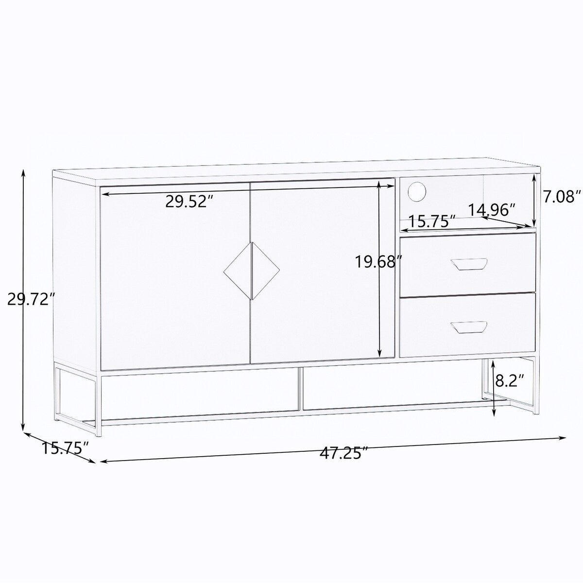 TV Stand with one shelf and two drawers, Wood Entertainment Center with Adjustable Shelves for TVs Up to 47"