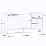 TV Stand with one shelf and two drawers, Wood Entertainment Center with Adjustable Shelves for TVs Up to 47"