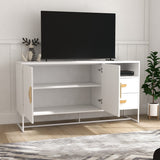 TV Stand with one shelf and two drawers, Wood Entertainment Center with Adjustable Shelves for TVs Up to 47"