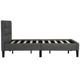 Twin Size Upholstered Platform Bed with Tufted Headboard and Wood Slat