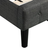 Twin Size Upholstered Platform Bed with Tufted Headboard and Wood Slat