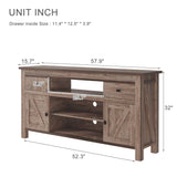 Wood TV Stand with 2 Drawers and Open Adjustable Shelves