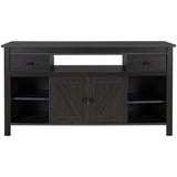 Wood TV Stand with 2 Drawers and Open Adjustable Shelves