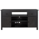 Wood TV Stand with 2 Drawers and Open Adjustable Shelves