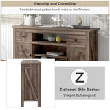 Wood TV Stand with 2 Drawers and Open Adjustable Shelves