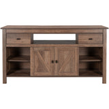 Wood TV Stand with 2 Drawers and Open Adjustable Shelves