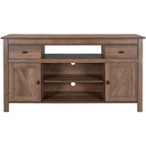 Wood TV Stand with 2 Drawers and Open Adjustable Shelves