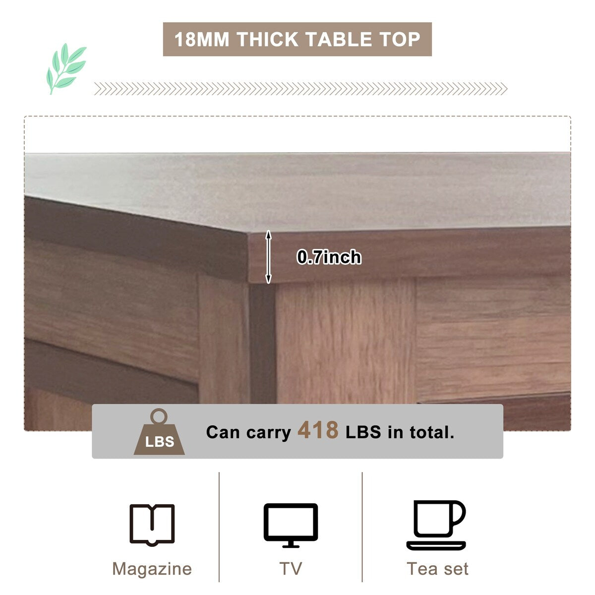 Wood TV Stand with 2 Drawers and Open Adjustable Shelves