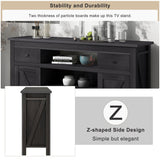 Wood TV Stand with 2 Drawers and Open Adjustable Shelves