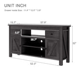 Wood TV Stand with 2 Drawers and Open Adjustable Shelves