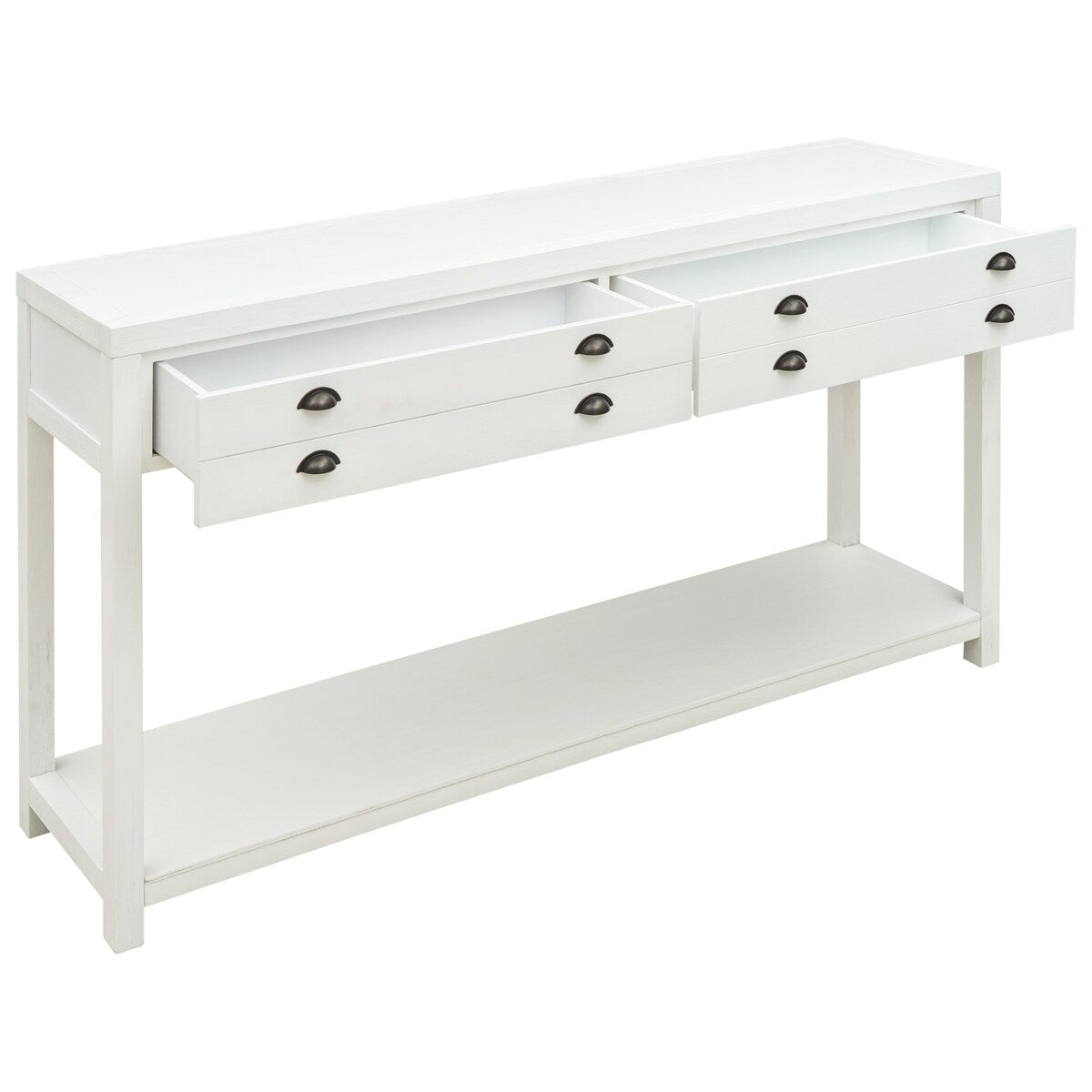 Wooden Console Table with Two Big Top Drawers and Open Style Shelf Large Storage Space