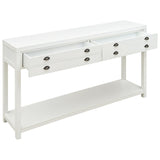 Wooden Console Table with Two Big Top Drawers and Open Style Shelf Large Storage Space