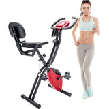 X-Shaped Upright and Recumbent Folding Exercise Bike with Adjustable 10 Level Resistance