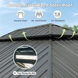 CUSchoice Aluminum Hardtop Gazebo with Double Steel Roof Curtain and Netting