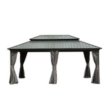 CUSchoice Aluminum Hardtop Gazebo with Double Steel Roof Curtain and Netting