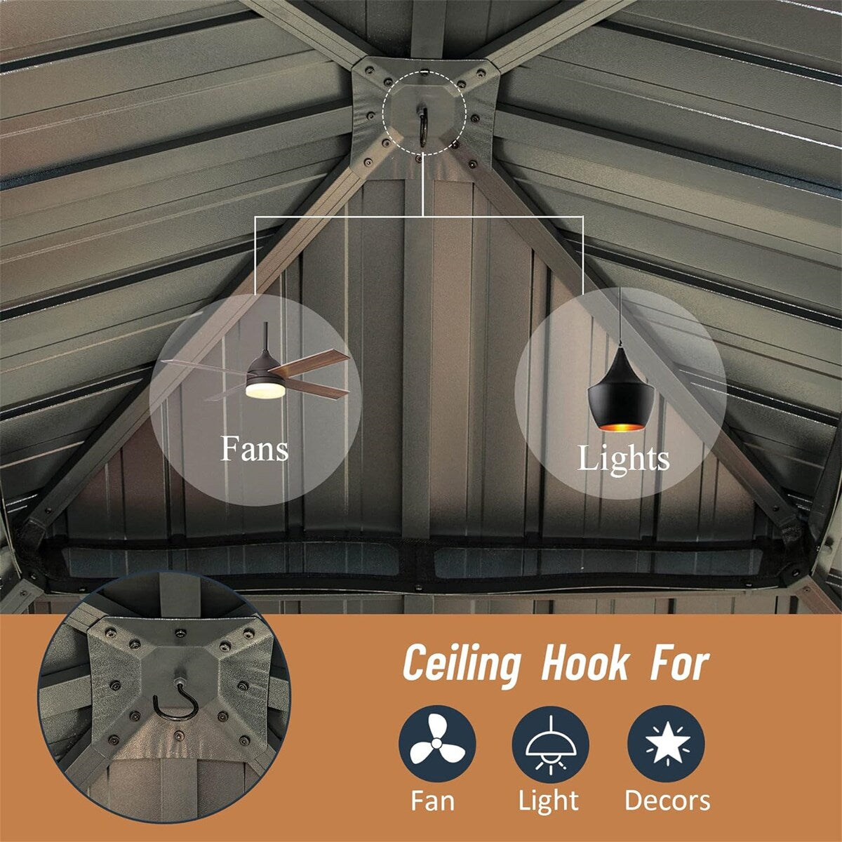 CUSchoice Aluminum Hardtop Gazebo with Double Steel Roof Curtain and Netting