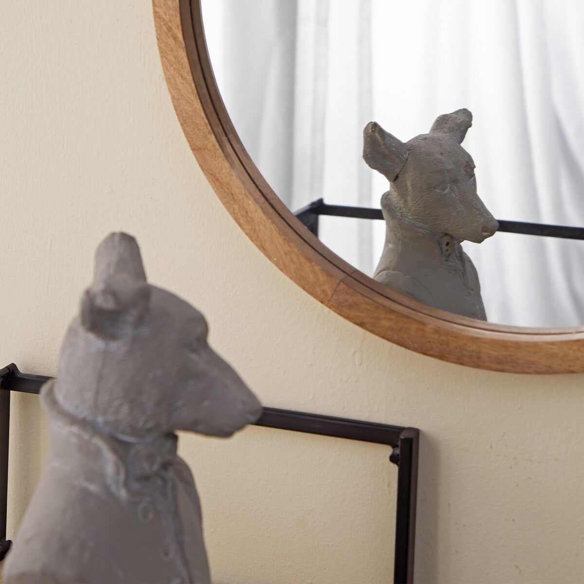 CUSchoice Circle Wall Mirror with Wooden Frame - 20" x 20"