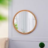 CUSchoice Circle Wall Mirror with Wooden Frame - 20" x 20"