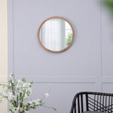 CUSchoice Circle Wall Mirror with Wooden Frame - 20" x 20"