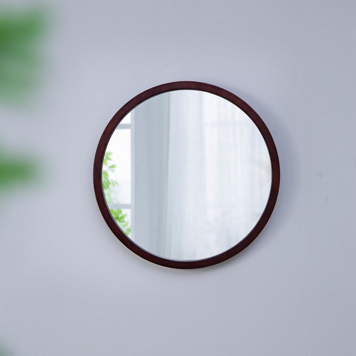 CUSchoice Circle Wall Mirror with Wooden Frame - 20" x 20"