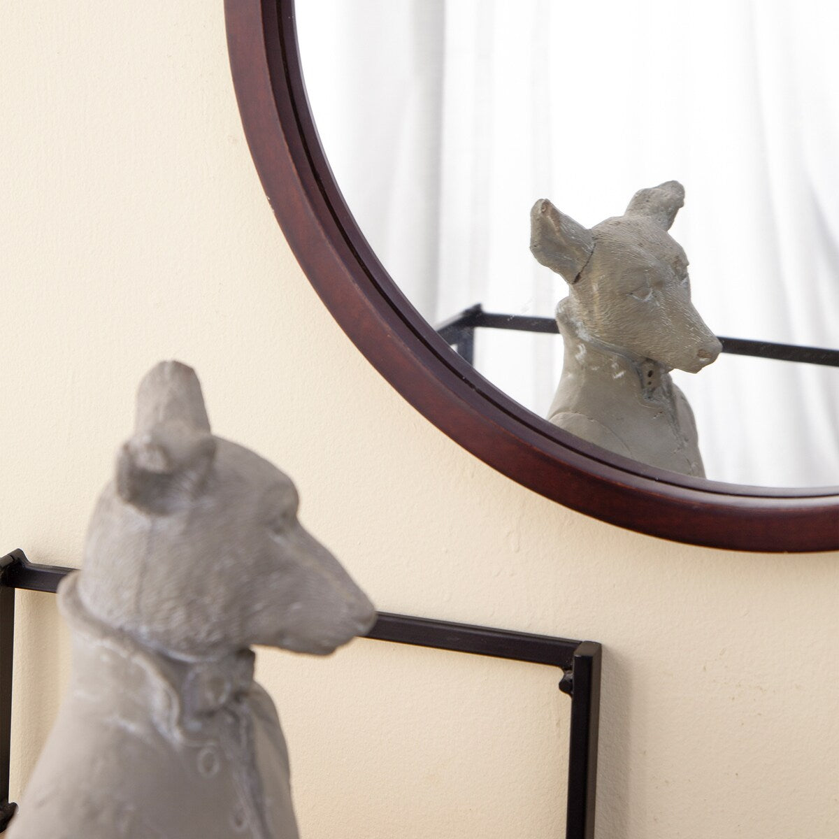 CUSchoice Circle Wall Mirror with Wooden Frame - 20" x 20"