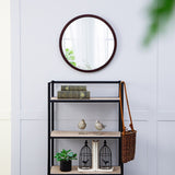 CUSchoice Circle Wall Mirror with Wooden Frame - 20" x 20"