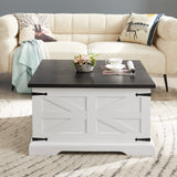 CUSchoice Farmhouse Coffee Table Square Wood Table with Large Hidden Storage Compartment - L31.5''*W31.5''*H18