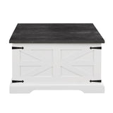 CUSchoice Farmhouse Coffee Table Square Wood Table with Large Hidden Storage Compartment - L31.5''*W31.5''*H18