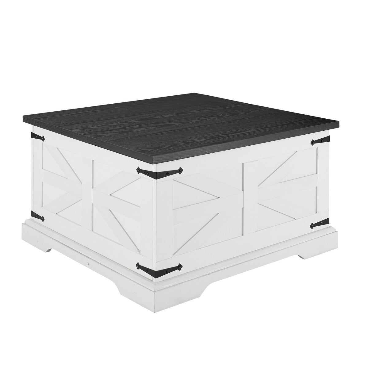 CUSchoice Farmhouse Coffee Table Square Wood Table with Large Hidden Storage Compartment - L31.5''*W31.5''*H18