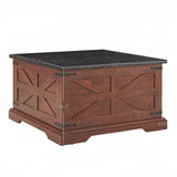 CUSchoice Farmhouse Coffee Table Square Wood Table with Large Hidden Storage Compartment - L31.5''*W31.5''*H18