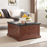 CUSchoice Farmhouse Coffee Table Square Wood Table with Large Hidden Storage Compartment - L31.5''*W31.5''*H18