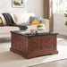 CUSchoice Farmhouse Coffee Table Square Wood Table with Large Hidden Storage Compartment - L31.5''*W31.5''*H18