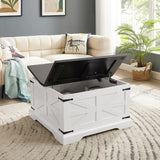 CUSchoice Farmhouse Coffee Table Square Wood Table with Large Hidden Storage Compartment - L31.5''*W31.5''*H18