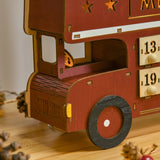 CUSchoice Light Up Wooden Advent Calendar Bus with Countdown Drawer