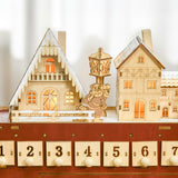 CUSchoice Light Up Wooden Advent Calendar Bus with Countdown Drawer