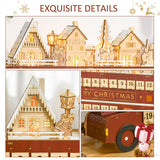 CUSchoice Light Up Wooden Advent Calendar Bus with Countdown Drawer