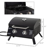 CUSchoice Portable 2-Burner Propane Gas Grill w/ Foldable Legs & Lid - 21.75" L x 18.25" W x 16.25" H