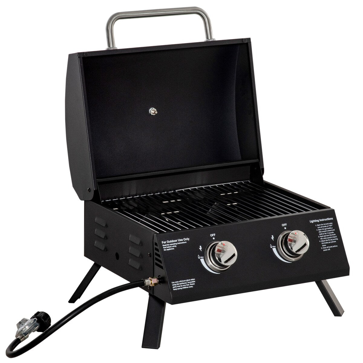 CUSchoice Portable 2-Burner Propane Gas Grill w/ Foldable Legs & Lid - 21.75" L x 18.25" W x 16.25" H